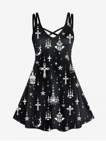 Vestido Cruzado con Estampado Gótico - BLACK - 5X | US 30-32