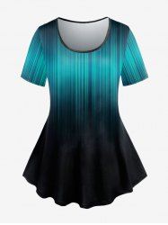 Plus Size Light Beam Ombre Printed Short Sleeves Tee -  
