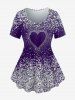 Glitter Heart Printed Short Sleeves Tee and Flare Pants Plus Size Outfits -  