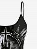 Haut de Tankini Gothique Drapeau Américain Crâne Imprimée - Noir L