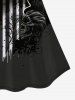 Haut de Tankini Gothique Drapeau Américain Crâne Imprimée - Noir 4X