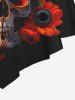 Haut de Tankini Gothique Fleuri Crâne Imprimée à Volants - Noir XS