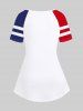 Plus Size Patriotic Butterfly LOVE American Flag Print Raglan Sleeve T-shirt -  