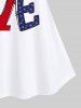 Plus Size Patriotic Butterfly LOVE American Flag Print Raglan Sleeve T-shirt -  