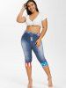 Legging Capri 3D Drapeau Américain Imprimé de Grande Taille - Bleu M | US 10