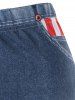 Legging Capri 3D Drapeau Américain Imprimé de Grande Taille - Bleu M | US 10