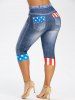 Plus Size American Flag 3D Print Capri Jeggings -  