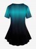Plus Size Light Beam Ombre Printed Short Sleeves Tee -  