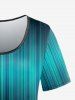 Plus Size Light Beam Ombre Printed Short Sleeves Tee -  
