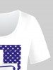 Plus Size Patriotic Sunflower American Flag Letters Printed Graphic Tee - Blanc 3X | US 22-24