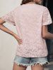 Jacquard V Neck Short Sleeve Blouse -  