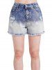 Ombre Light Wash Ripped Frayed Hem Denim Shorts -  