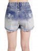 Ombre Light Wash Ripped Frayed Hem Denim Shorts -  