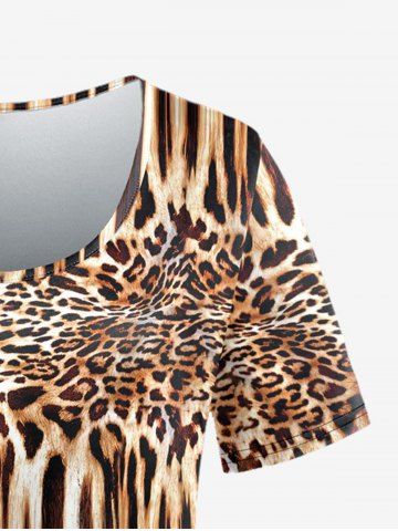 Plus Size Leopard Print T-shirt and Flare Pants 70s 80s Disco Outfit