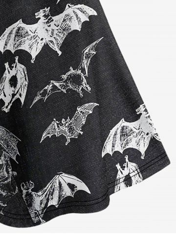 Gothic Crisscross Detail Bat Print Sleeveless Dress