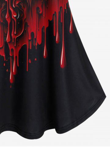 Gothic Rose Rose Blood Heart Print Cold Shoulder T-shirt