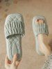 Wide Feet Ruched Detail Flatform Slide Sandals -  