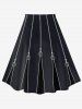 Plus Size Zipper Circle 3D Print Pleated Skirt -  