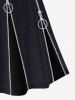 Plus Size Zipper Circle 3D Print Pleated Skirt -  