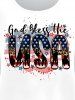 Plus Size Patriotic American Flag Printed Graphic Tee -  