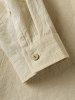 Cotton and Linen Textured Long Sleeves Basic Shirt -  