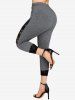 Legging Court Panneau en Dentelle de Grande Taille - Gris Foncé 1X