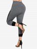 Legging Court Panneau en Dentelle de Grande Taille - Gris Foncé 1X