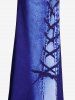 Plus Size Lace Up Denim Pockets Printed Flare Pants -  