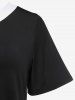 T-shirt Manches Courtes de Grande Taille à Col Oblique à Lacets - Noir M | US 10