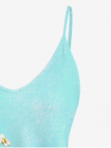 Bloom Flower Print Cami Top and Capri Leggings Plus Size Outfits