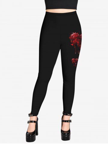 Gothic Rose Heart 3D Print Leggings
