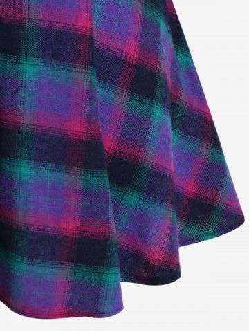 Plus Size Hooded Full Zipper Plaid Trench Coat