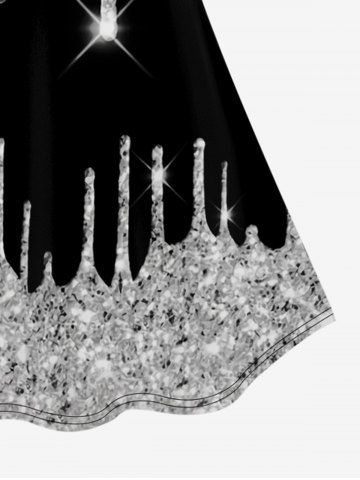 3D Sparkling Sequin Glitter Print Open Back Strap Tankini Top