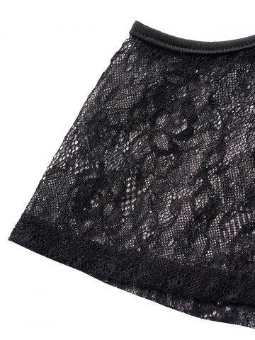 Plus Size Crisscross Cold Shoulder Lace Panel Asymmetrical Hem Plain Color T Shirt