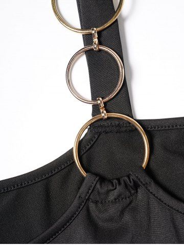 Plus Size Plain Color O Ring Draped Cold Shoulder T Shirt