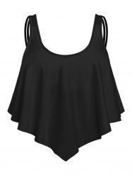 Haut de Tankini Simple à Volants - Noir 1X