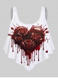 Haut de Tankini Gothique 3D Cœur Rose Imprimés - Blanc XS