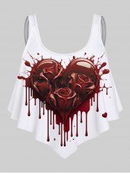 Gothic 3D Heart Rose Print Tankini Top -  