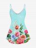 Bloom Flower Print Cami Top and Capri Leggings Plus Size Outfits -  