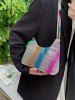 Rainbow Rhinestone Shoulder Bag -  