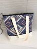 Ethnic Rhombus Woven Tote Bag -  