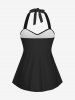 Haut de Tankini Tordu Détaillé à Col Halter - Noir 3X