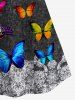 Legging Court à Bretelle 3D Papillon Imprimé en Dentelle de Grande Taille avec Legging - Noir 