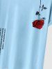 Men's Letter Rose Graphic Printed Short Sleeve Round Neck Summer Casual T-shirt -  