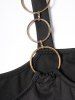 Plus Size Plain Color O Ring Draped Cold Shoulder T Shirt -  