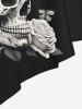 Haut de Tankini Gothique 3D Papillon Rose Crâne Imprimés à Bretelle - Noir 2X