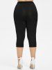 Plus Size 3D Checkered Print Hole Leggings -  