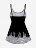 Haut Tankini à Dos Ouvert Brillant 3D Imprimé à Paillettes - Noir XS