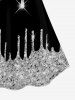 Haut Tankini à Dos Ouvert Brillant 3D Imprimé à Paillettes - Noir XS