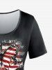 T-shirt à Drapeau Américain à Manches Courtes Grande Taille - Noir 5x | US 30-32